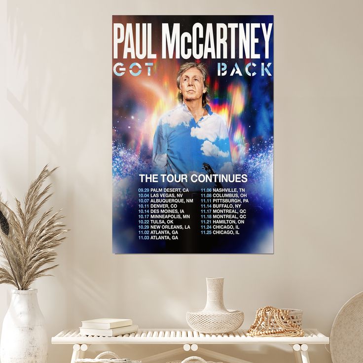 Paul McCartney Got Back North American Tour 2025 Stadium Dates Poster Size 24''x36''