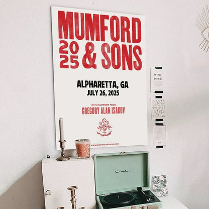 Mumford & Sons 2025 Alpharetta GA July 26 Poster Size 24''x36''