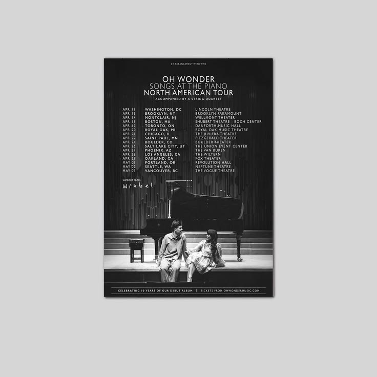 Music Poster Oh Wonder Song At The Pinao Tour Size 24''x36''