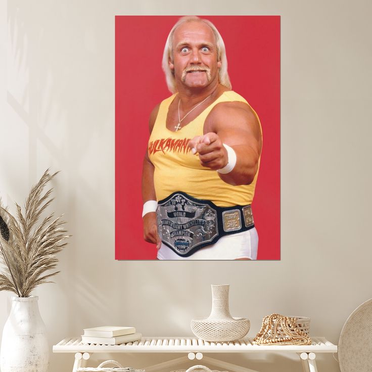 Hulk Hogan  championship belt in 1980s in the ring 2025 Size 24''x36''