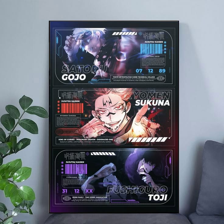 Gojo Satoru Sukuna Toji Fushiguro High-Tech Anime Wall Art Poster Size 24''x36''