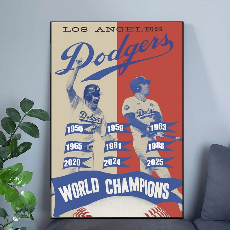Los Angeles Dodgers Freeman Gibson 2025 1988 World Series Champions Poster Size 24''x36''