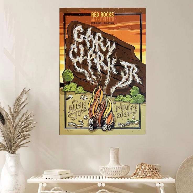 Gary clark jr 2023 Red Rocks Poster sunrise edition signed Allen stone Size 24''x36''