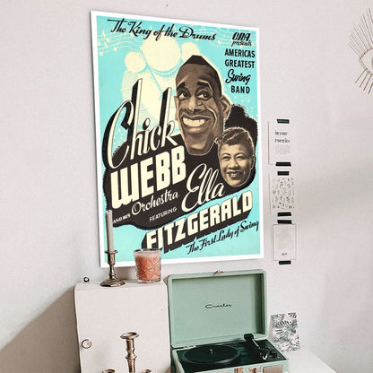 Chick Webb and Ella Fitzgerald concert poster print Size 24''x36''