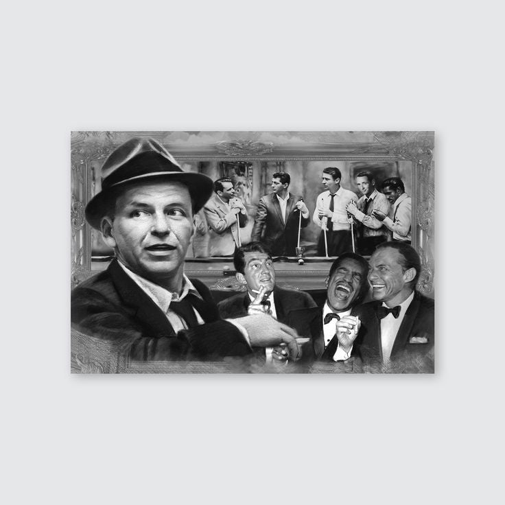 The Rat Pack Shooting Pool 3D Poster Wall Art Decor Framed Print Retro Style - Size 24''x36''
