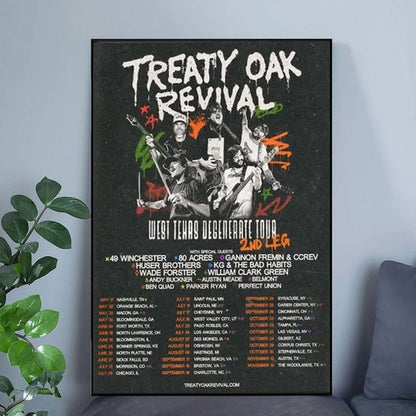 Treaty Oak Revival Poster, West Texas Degenerate Tour Print, Country Rock Wall Art, Americana Concert Decor