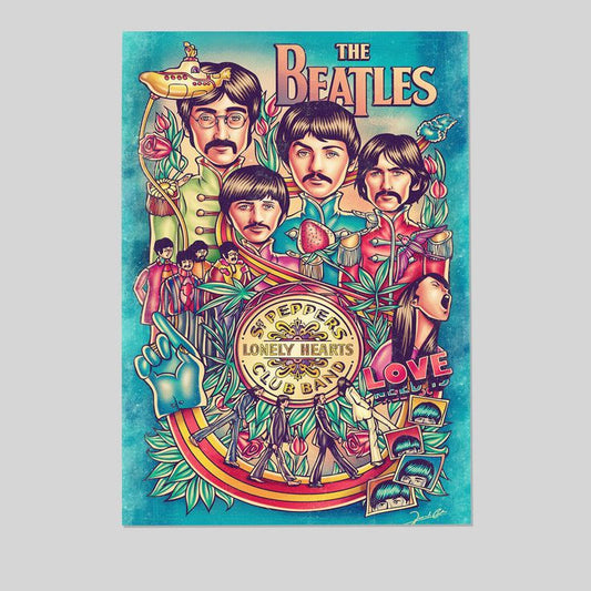 Sgt. Pepper's Band Music Wall Art Poster, Typographic Decor For Room, Studio, Home, Office & Aesthetic Room Decor, For 60s Rock Fan Size 24''x36''