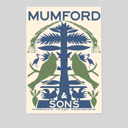 Mumford & Sons June 18, 2025 Blossom Music Center. Cuyahoga Falls, OH Poster Size 24''x36''
