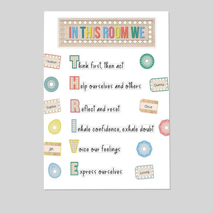 Carson Dellosa True to You 62-Piece In This Room We Thrive Bulletin Board Set, Motivational Bulletin Board Set With Positive Sayings for Growth Mindset Bulletin Board and Classroom Décor Retro Style - Size 24''x36''