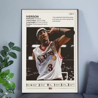 Allen Iverson Gifts Basketball Poster Wall Art Legend Size 24''x36''