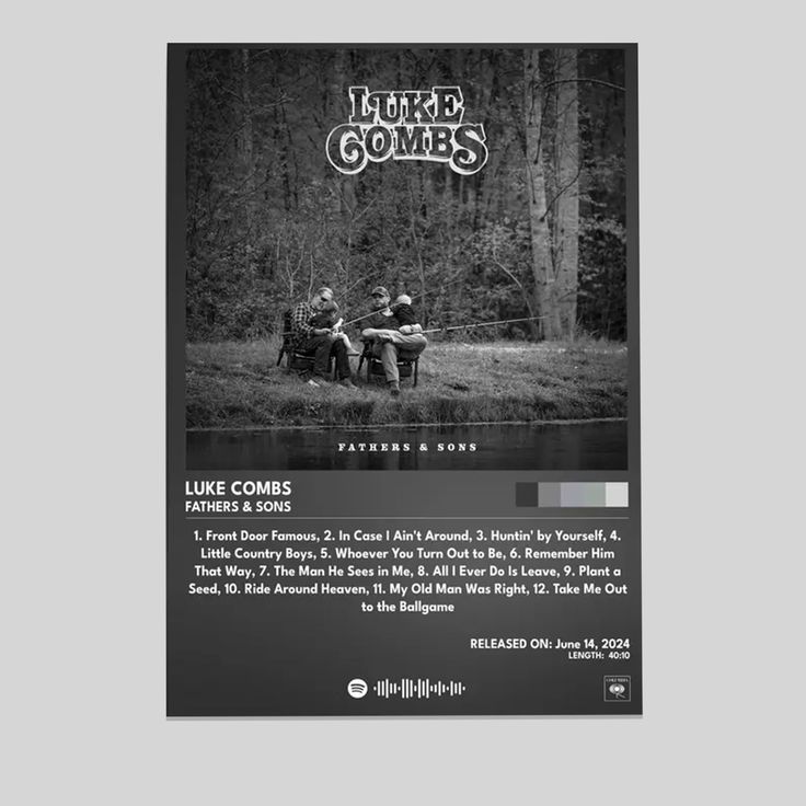 Luke Combs Fathers & Sons Poster Music Poster Size 24''x36''