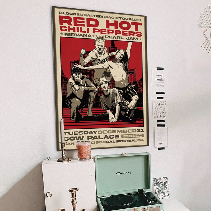 Music Poster - Red Hot Chili Peppers Retro Style - Size 24x36