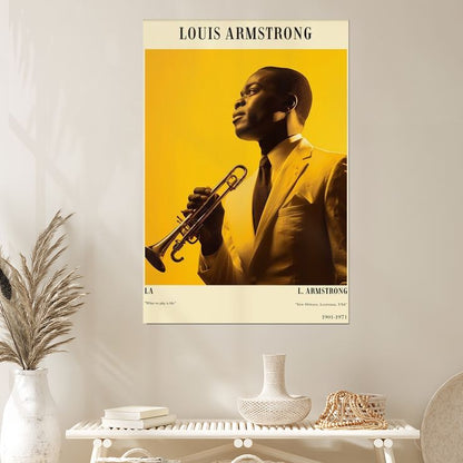 Music Poster- Louis Armstrong Poster - Jazz Art Vintage Style - Size 24x36