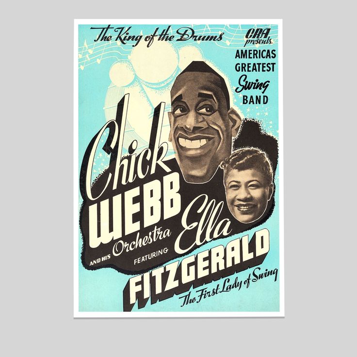Chick Webb and Ella Fitzgerald concert poster print Size 24''x36''