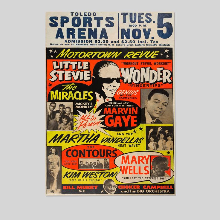 Motown Black Music - African American Wall Art - Black Art - Black Culture - Black History - Stevie Wonder, Marvin Gaye Concert Posters Wall Decor Size 24''x36''