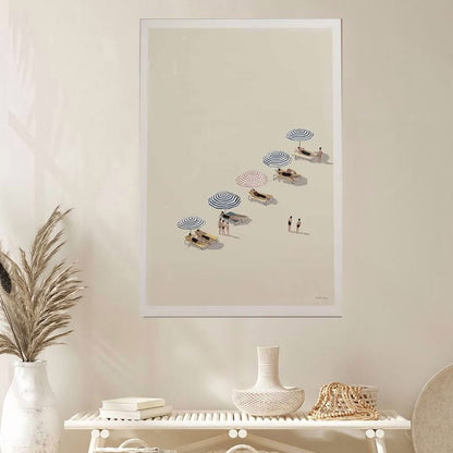 Minimalist Beach Poster , Coastal Umbrella Wall Art Poster Full Size 24''x36''