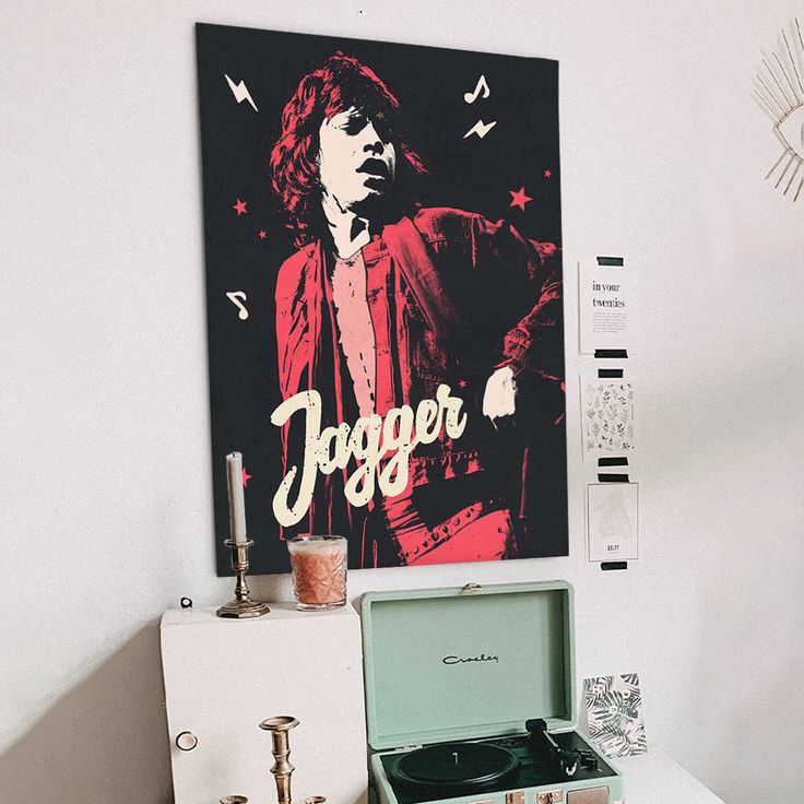 Music Poster - Mick Jagger 80s 90s Retro Style - Size 24x36