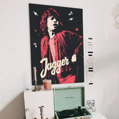 Music Poster - Mick Jagger 80s 90s Retro Style - Size 24x36