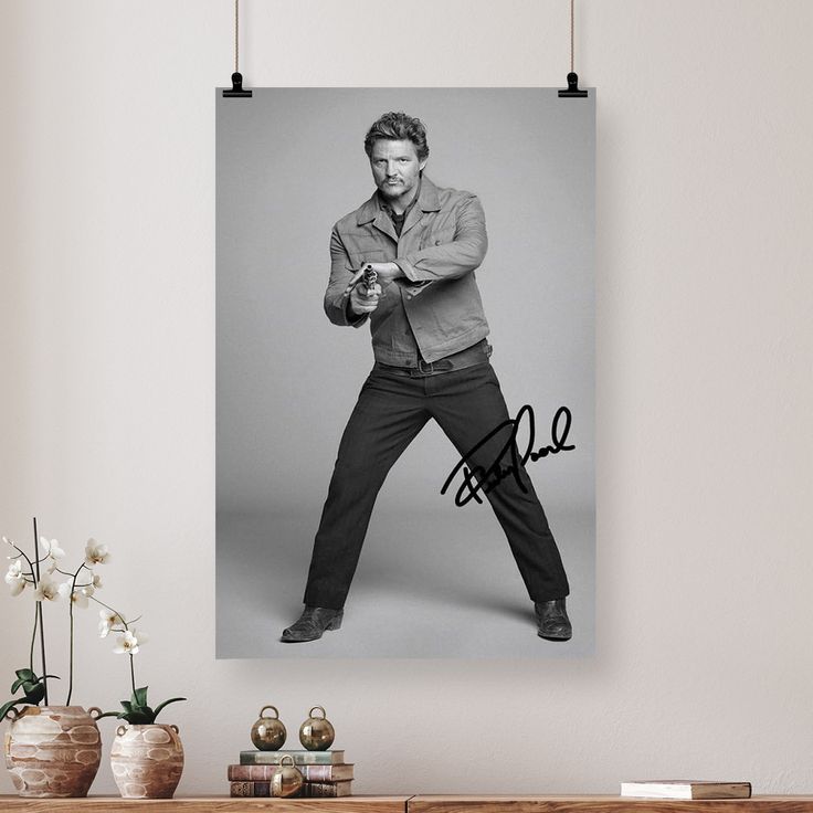 Pedro Pascal Outstanding Actor Signature Poster Retro Style - Size 24''x36''