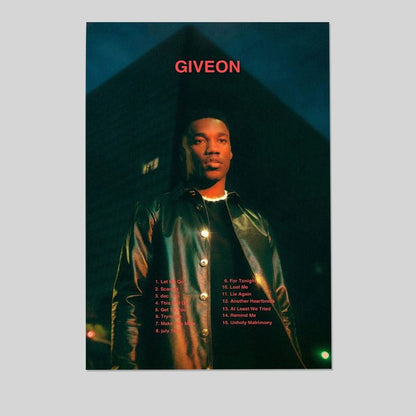 Music Poster- Giveon Singer - Vintage Style - Size 24x36