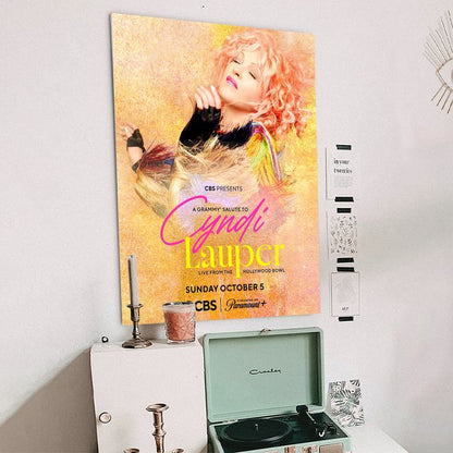 Music Poster Cyndi Lauper A G.RAM.MY Salute Live Hollywood Bowl Retro Style - Size 24''x36''
