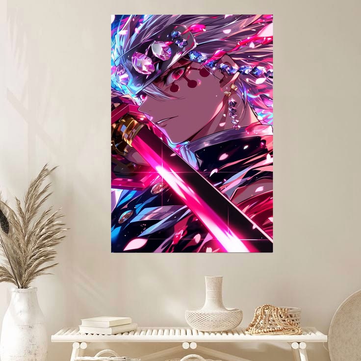 imetsu no Yaiba Uzui Tengen Sound Pillar Neon Aesthetic Wall Art Poster Size 24''x36''