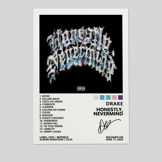 Drake Poster Honestly, Nevermind Music Album Cover Poster Posters Size 24''x36''