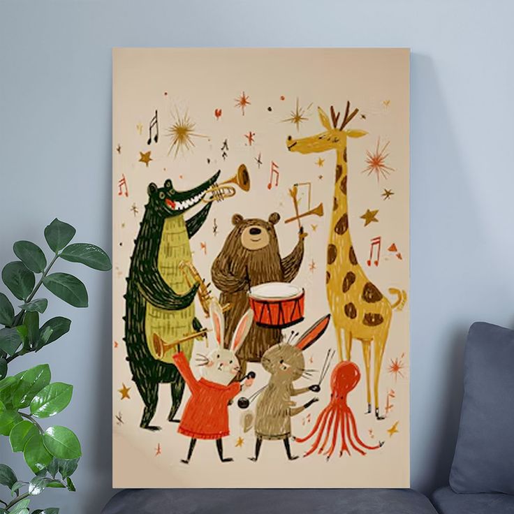 Animal Band Nursery Wall Art Poster Full Size 24''x36''