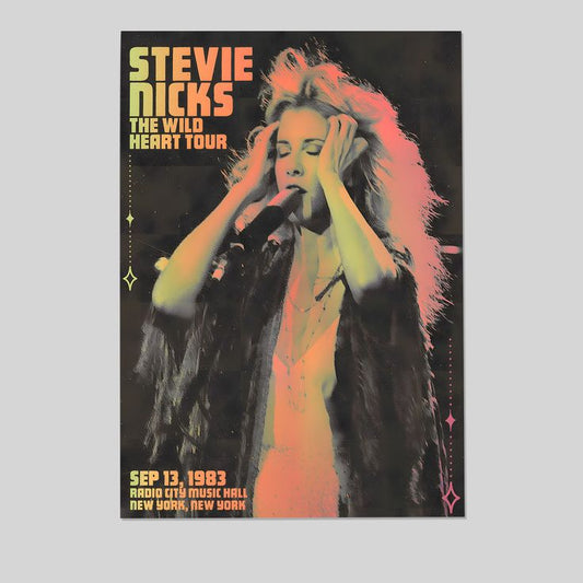 Music Poster- The Wild Heart Tour - Ste.vi.e Nicks Poster - Vintage Style - Size 24x36
