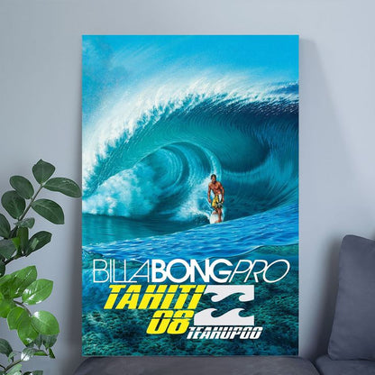 Surfing Poster -2008 Billa..bong Pro Tahiti Surfing Competition Poster - Vintage Style - Size 24x36