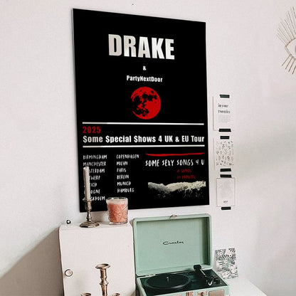 Drake UK EU Tour 2025 Concert Poster - Drake and PartyNextDoor  Drake Tour Wall Art Size 24''x36''
