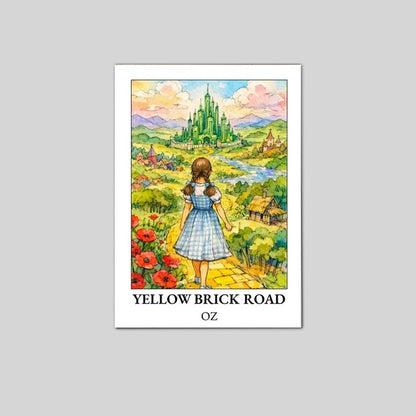 Wizard of Oz Poster – Dorothy, Yellow Brick Road Watercolour Art Poster Size 24''x36''