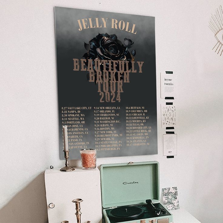 Jelly Roll Tour Poster, Beautifully Broken Concert Country Music  Size 24''x36''