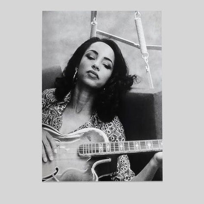 Sade Adu Playing Guitar Vintage Poster  Soul Music Prints Size 24''x36''
