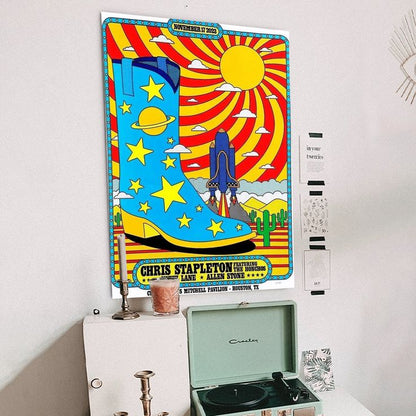 Music Poster CHRIS STAPLETON CONCERT POSTER Retro Style - Size 24''x36''
