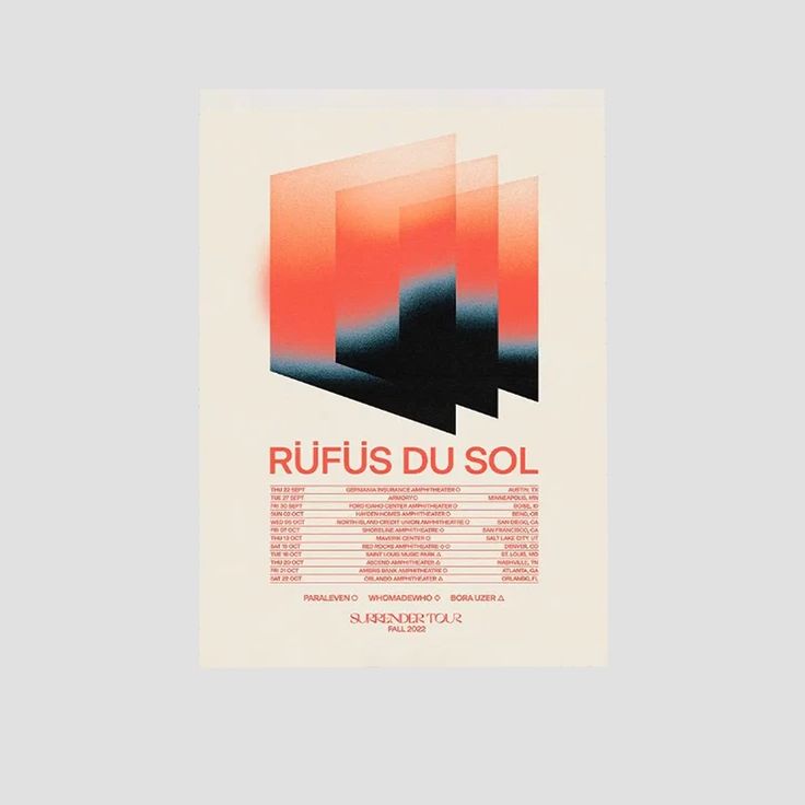 Music Poster Rüfüs Du Sol Surrender Fall Tour Poster Retro Style - Size 24''x36''