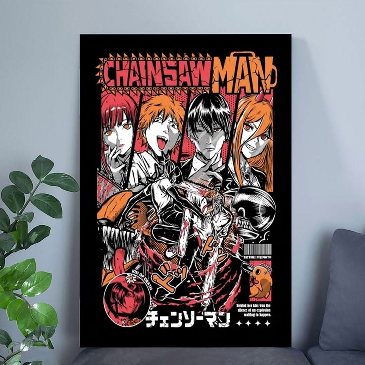 Chainsaw Man Denji Makima Aki Power Retro Manga Poster Size 24''x36''