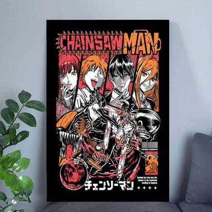 Chainsaw Man Denji Makima Aki Power Retro Manga Poster Size 24''x36''
