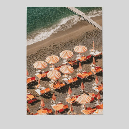Vintage Poster - Amalfi Coast Umbrellas – Retro Glam Summer Poster- Size 24x36