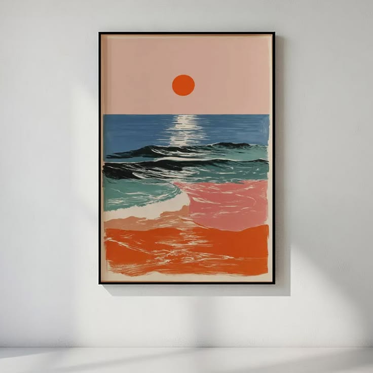 Retro Sunset Ocean Waves Poster Full Size 24''x36''