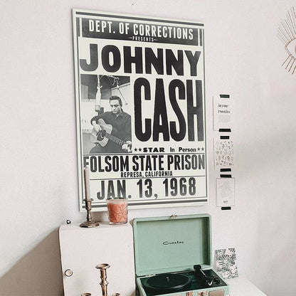 Music Poster Johnny Cash Department of Corrections Folsom State Prison Concert Poster