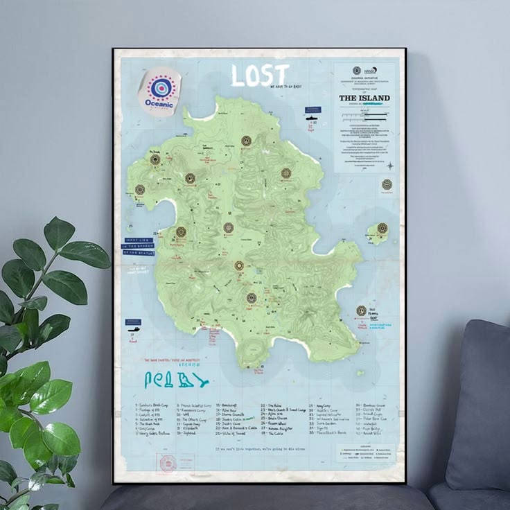 Lucky Shop Lost Island Map Poster Full Size 24''x36''