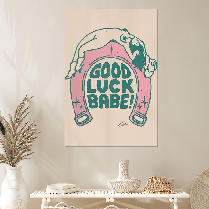 Good Luck Babe, Cowgirl Giclée Fine Art Print, Retro Cowgirl Art, Vintage Cowgirl Wall Art Retro Style - Size 24''x36''