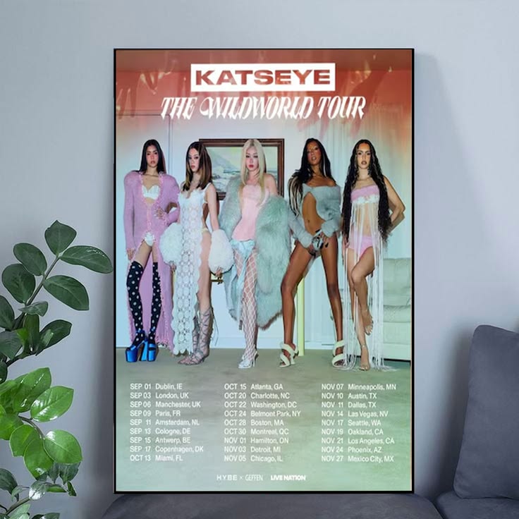 KATSEYE The Wild World Tour Poster, K-Pop Girl Group Concert Print, Music Tour Dates Wall Art, Fan Room Decor Gift