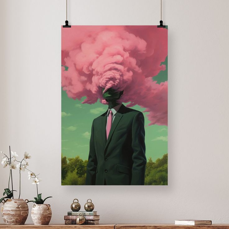 Vintage Poster - Head In The Cloud Retro Style - Size 24x36