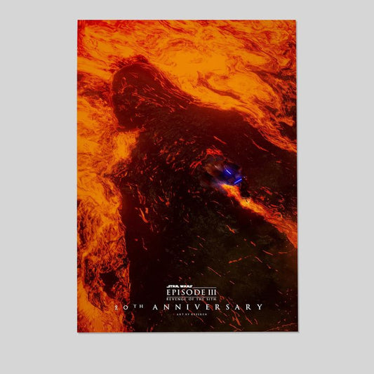 Cleveland Vinyl Star Wars Episode III Revenge of the Sith 20th Anniversary Lava & Fire Poster Birth of Darth Vader Retro Style - Size 24''x36''