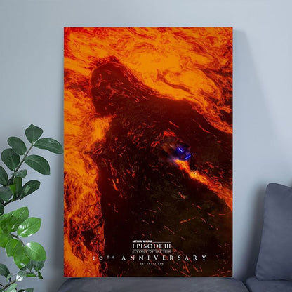 Cleveland Vinyl Star Wars Episode III Revenge of the Sith 20th Anniversary Lava & Fire Poster Birth of Darth Vader Retro Style - Size 24''x36''