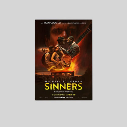 Sinners Movie Poster Michael B Jordan Hailee Poster Size 24''x36''