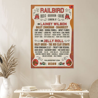 LAINEY WILSON JELLY ROLL RILEY GREEN Railbird Festival 2025 Ltd Ed RARE Poster Size 24''x36''