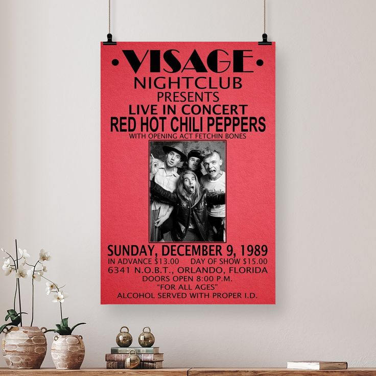 RED HOT CHILI PEPPERS REPLICA 1989 CONCERT POSTER Size 24''x36''